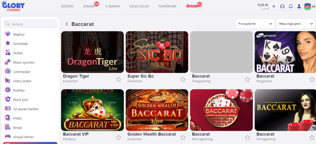 Glory Casino United Kingdom offers the most popular card games